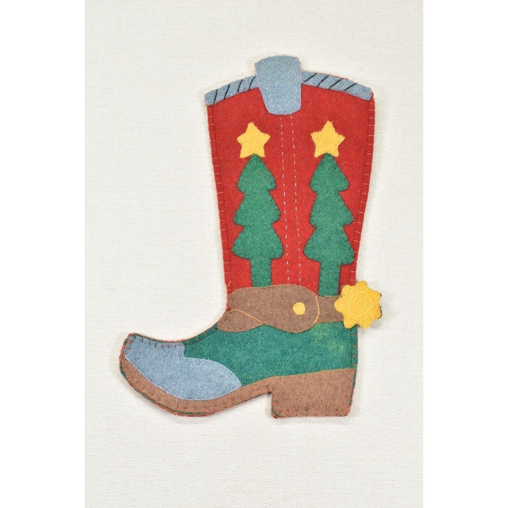 Wool Western Boot Stocking Christmas Cowboy Rustic Felt Holiday Tree Vintage